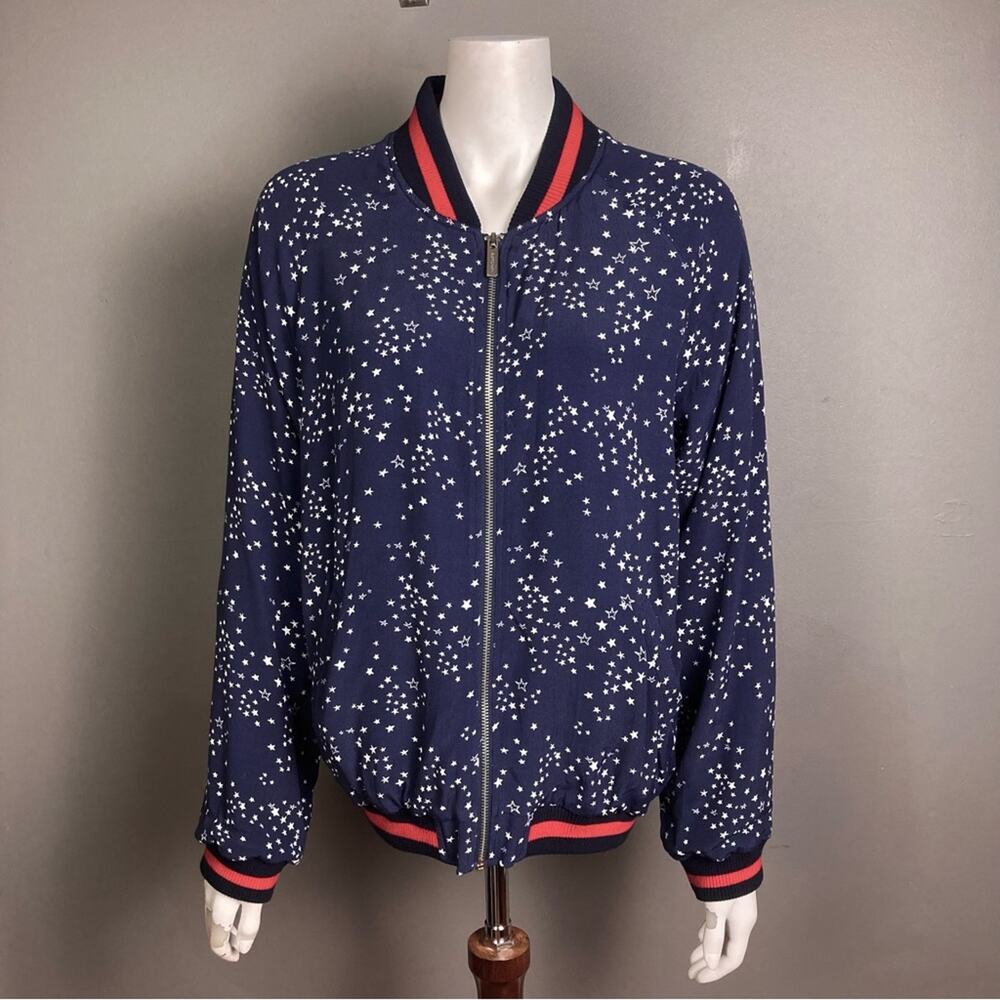 Sanctuary bomber jacket Medium red white blue Rock Stars light weight full zip
